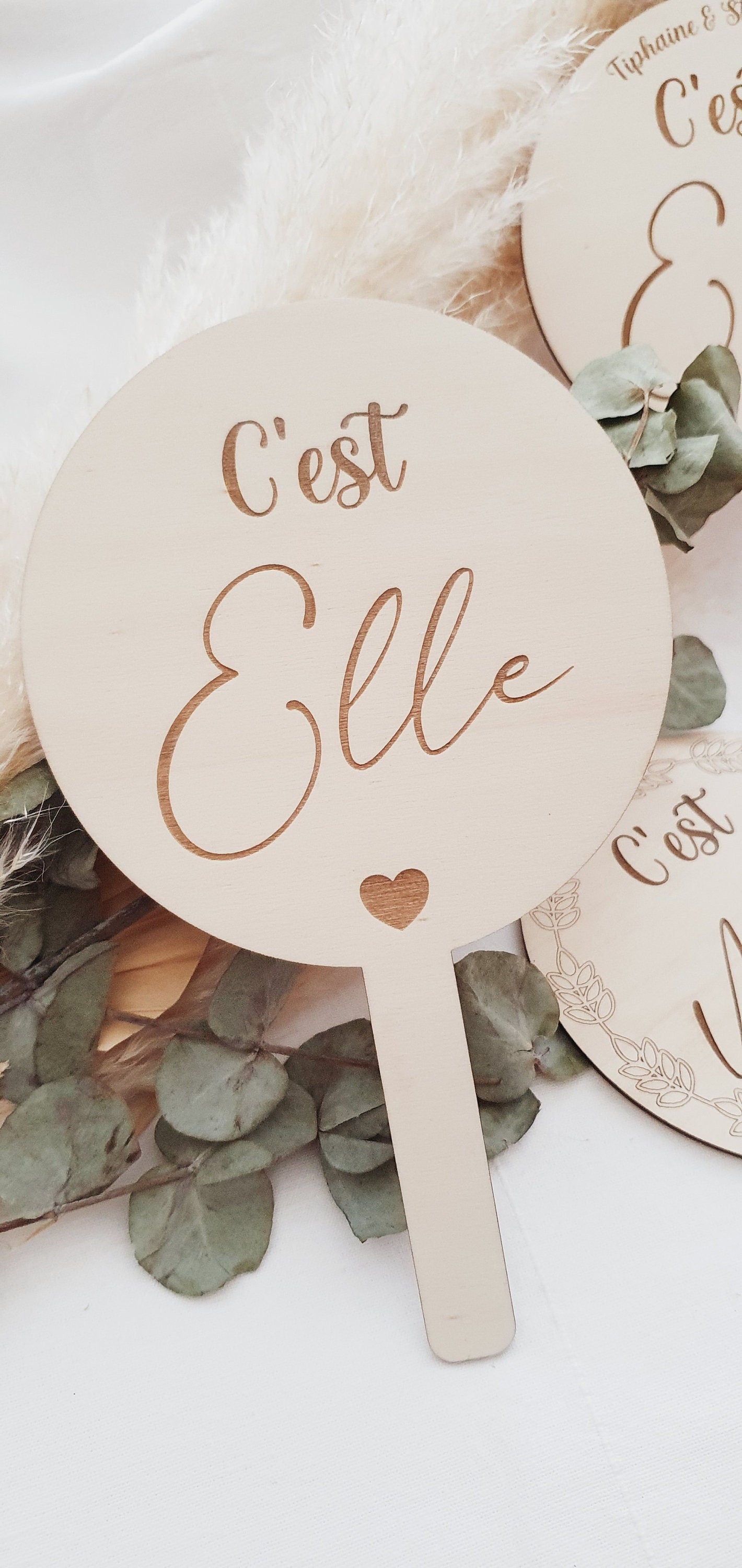 Pancarte Elle & Lui - jeu de mariage, jeu de couple - animation de mariage - jeu des mariés -  personnalisé