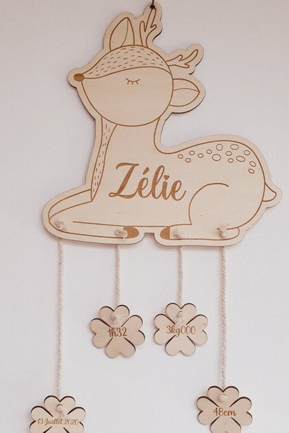 Suspension murale / décoration chambre enfant / info naissance / cadeau de naissance / BICHE