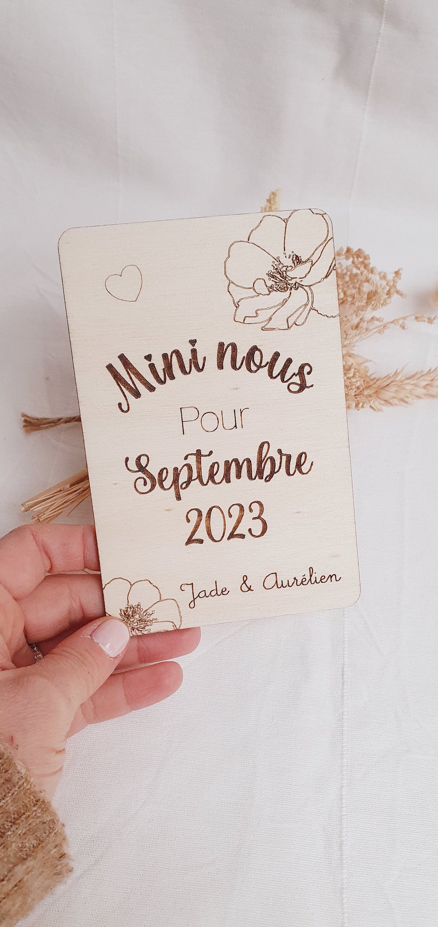 Carte annonce grossesse en bois | annonce grossesse annonce bébé parrain marraine papy mamie