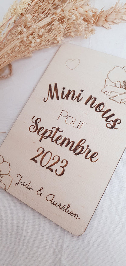 Carte annonce grossesse en bois | annonce grossesse annonce bébé parrain marraine papy mamie