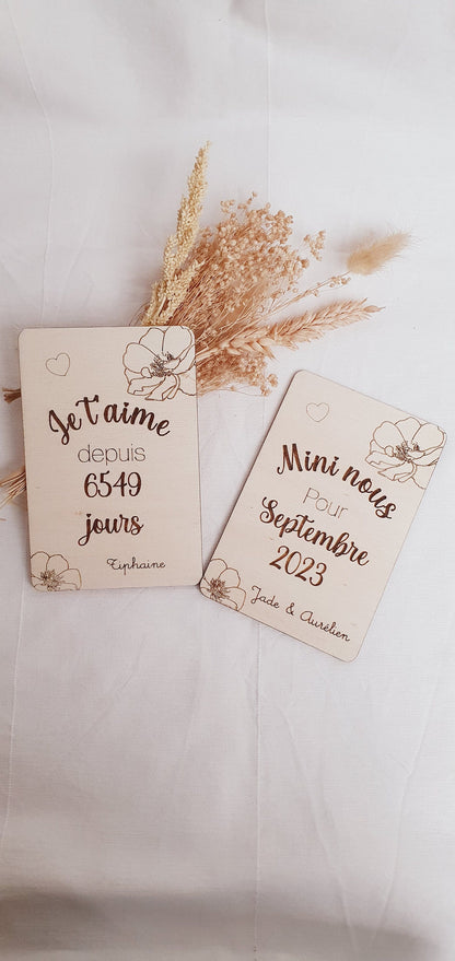 Carte annonce grossesse en bois | annonce grossesse annonce bébé parrain marraine papy mamie