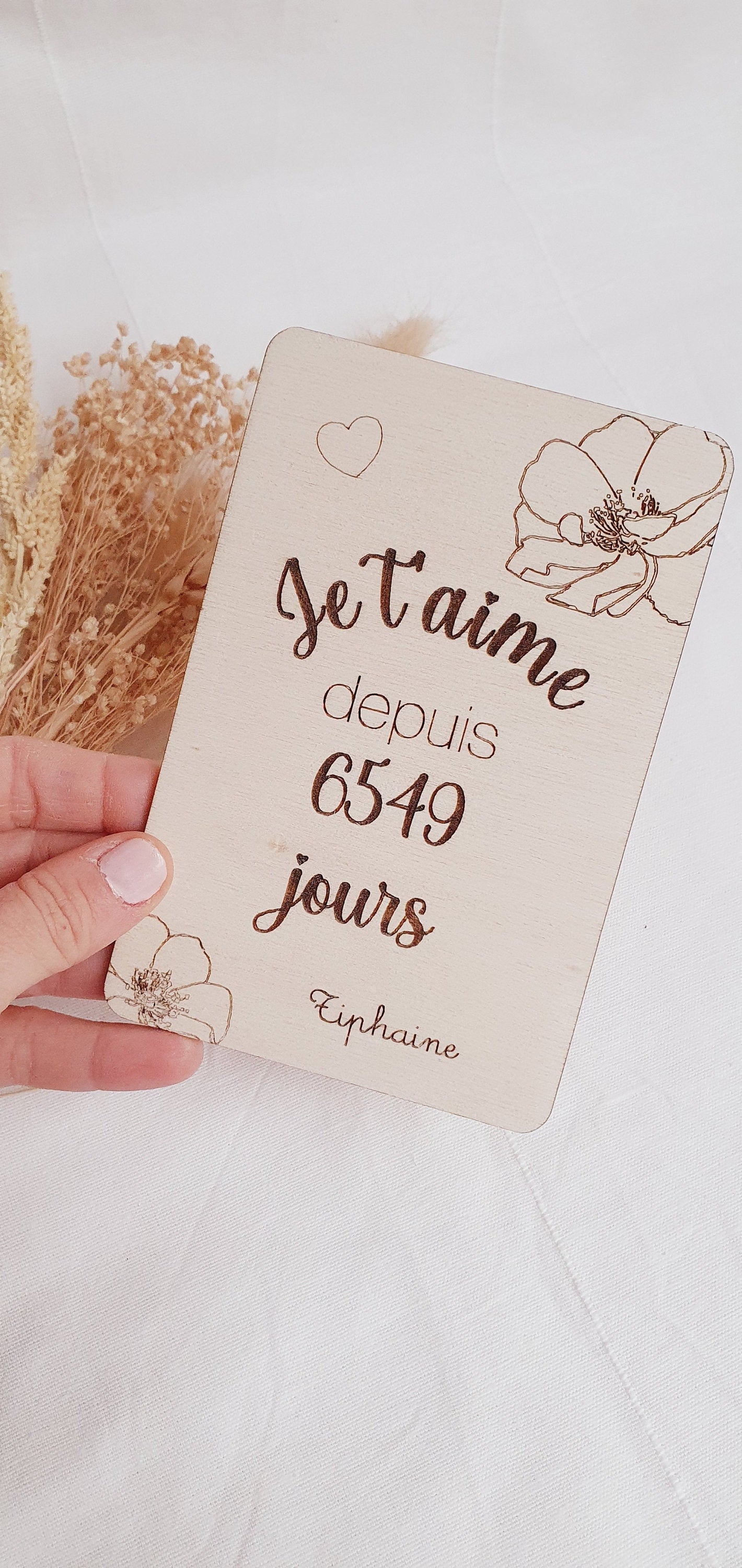 Carte bois couple / cadeau couple, homme femme st valentin/ anniversaire mariage