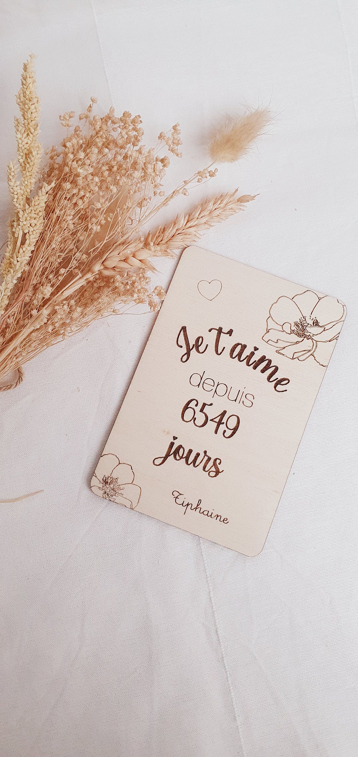 Carte bois couple / cadeau couple, homme femme st valentin/ anniversaire mariage