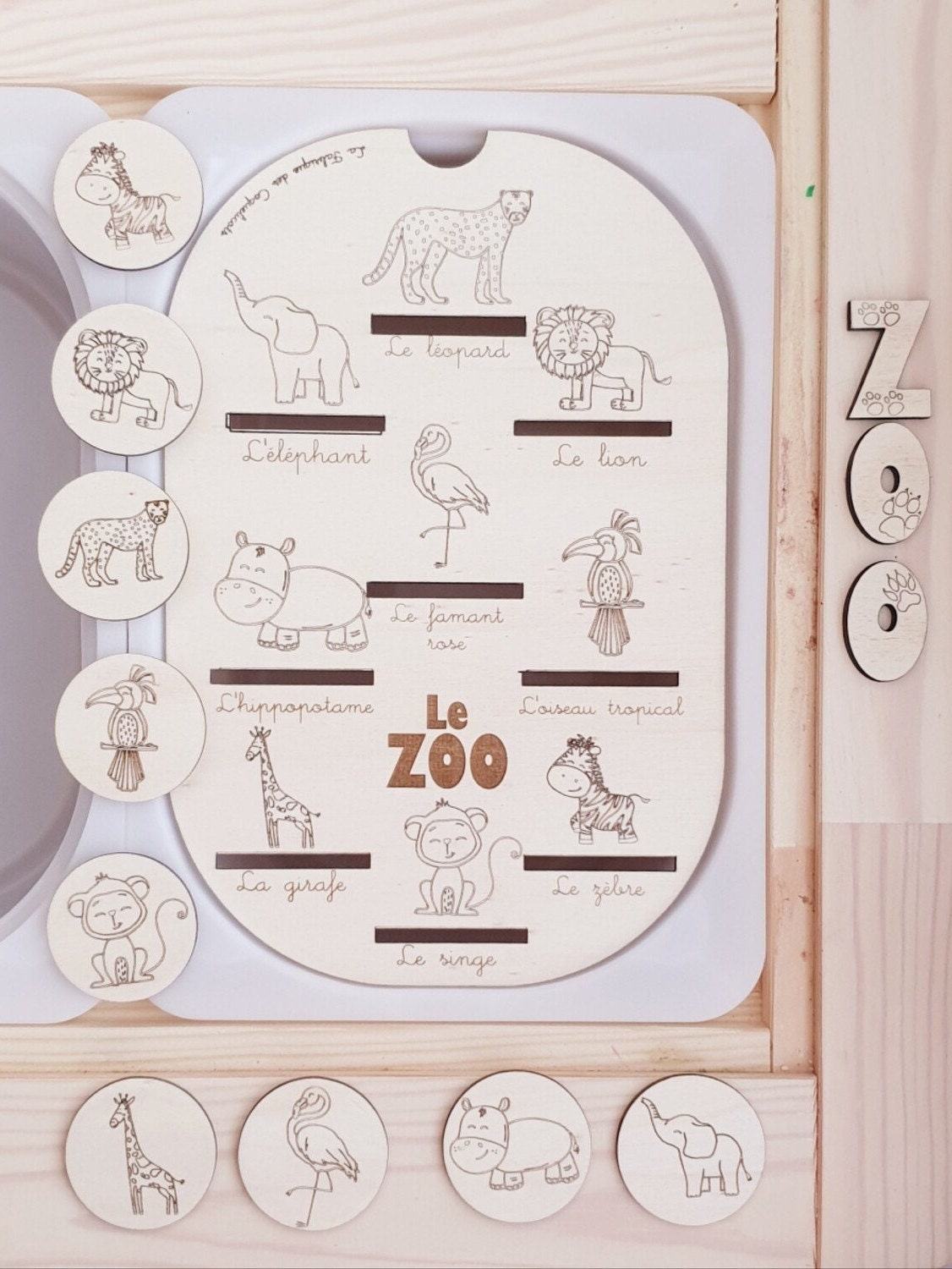 Couvercle TROFAST / Le ZOO / éducatif / nomenclature / Montessori