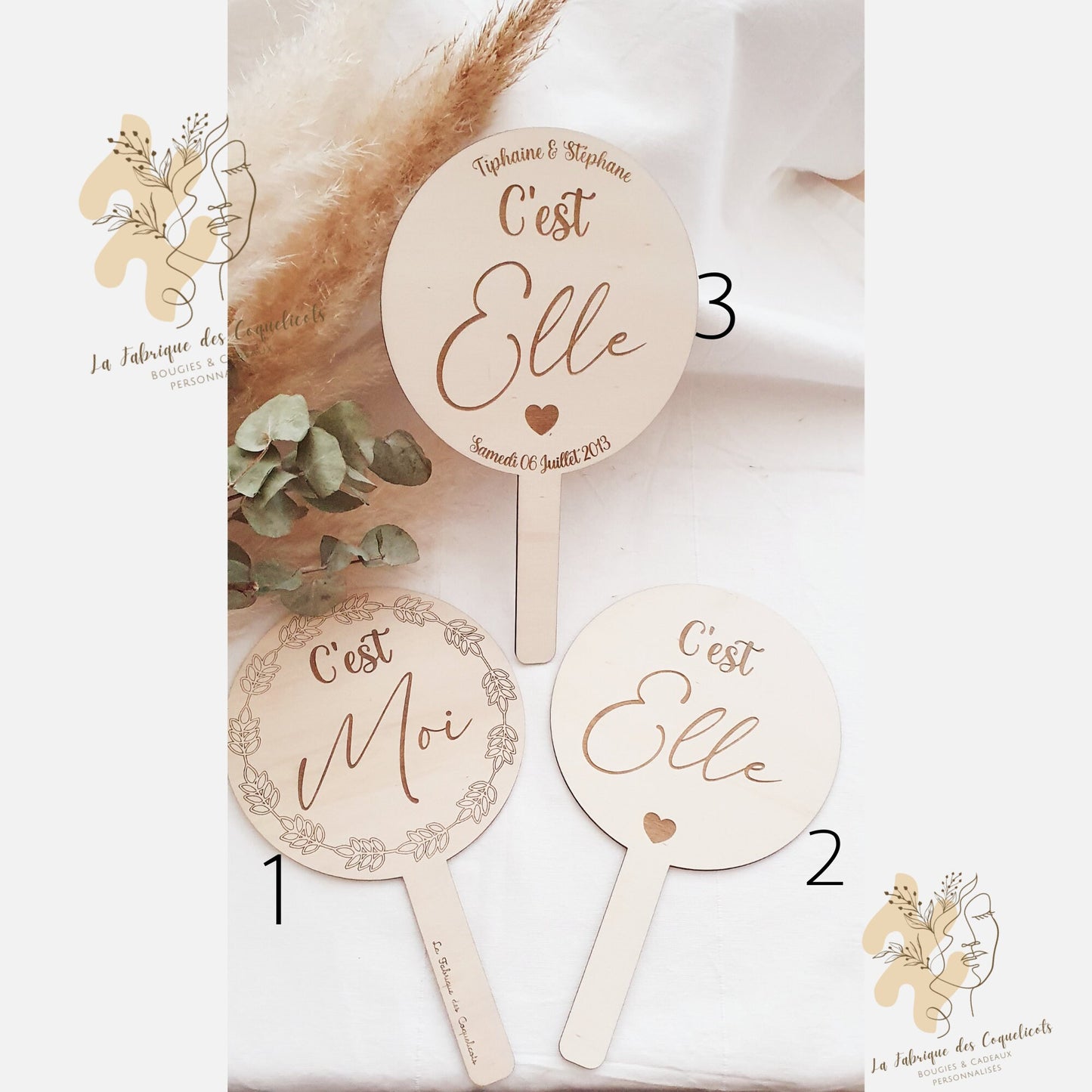 Pancarte Elle & Lui - jeu de mariage, jeu de couple - animation de mariage - jeu des mariés -  personnalisé