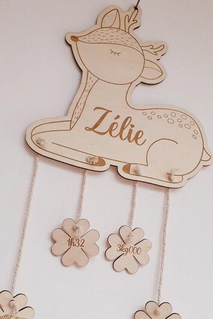 Suspension murale / décoration chambre enfant / info naissance / cadeau de naissance / BICHE