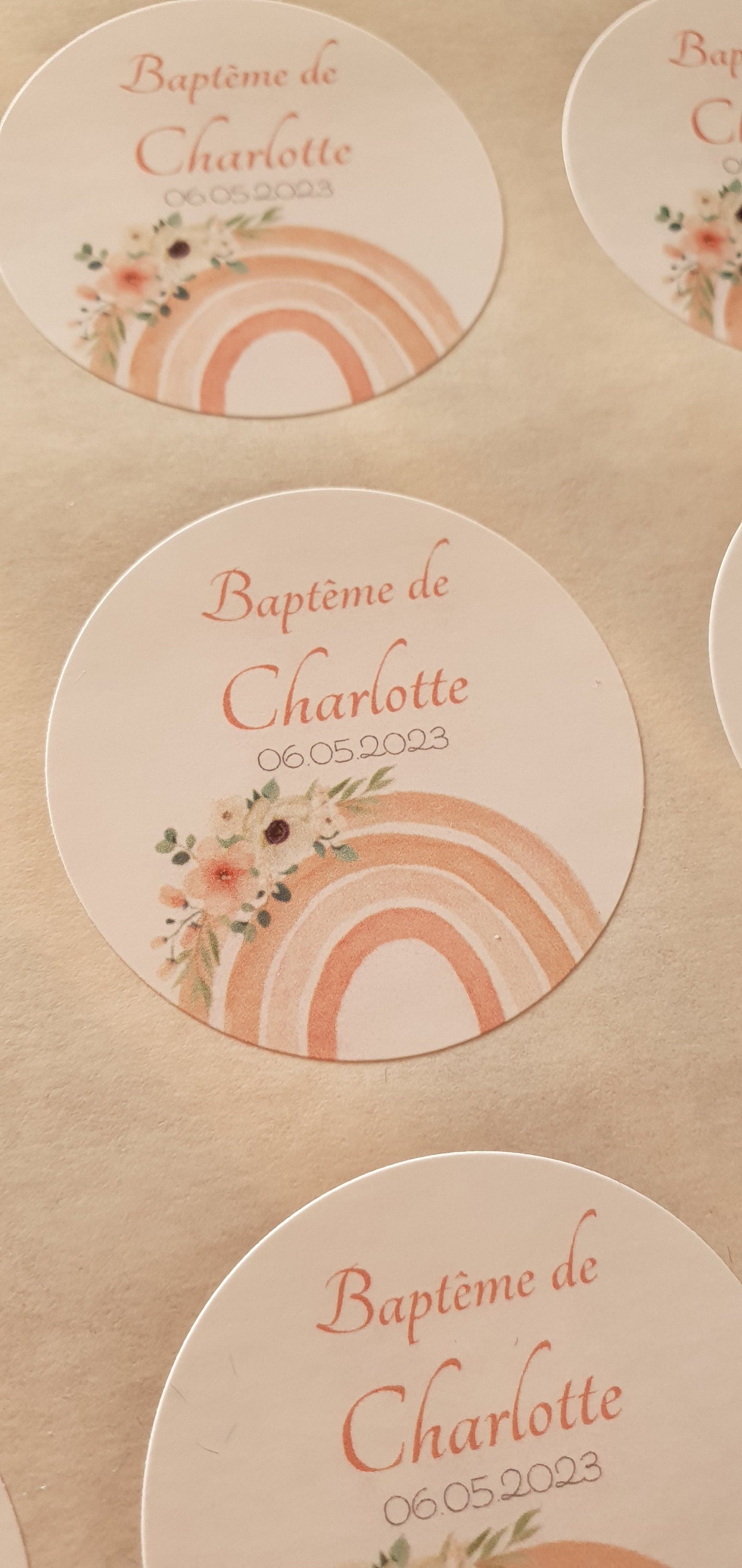 Etiquette autocollante personnalisée |mariage baptême baby shower anniversaire pacs communion