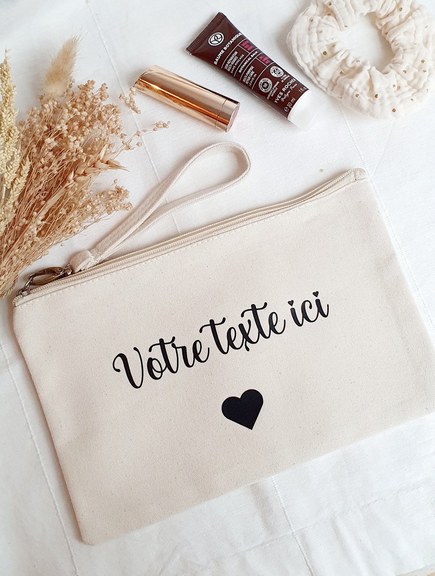 Trousse coton personnalisé / cadeau femme / trousse coton / Message au choix