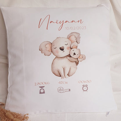 Coussin personnalisé | coussin de naissance | cadeau de naissance | coussin bébé | enfant | KOALA