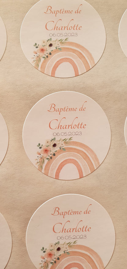 Etiquette autocollante personnalisée |mariage baptême baby shower anniversaire pacs communion
