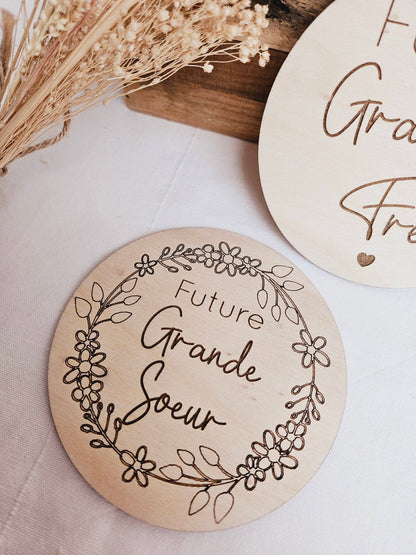 Carte en bois / annonce grossesse / annonce grande soeur / grand frère / futur parent / futur grand frere, grande soeur