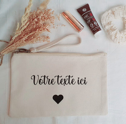 Trousse coton personnalisé / cadeau femme / trousse coton / Message au choix