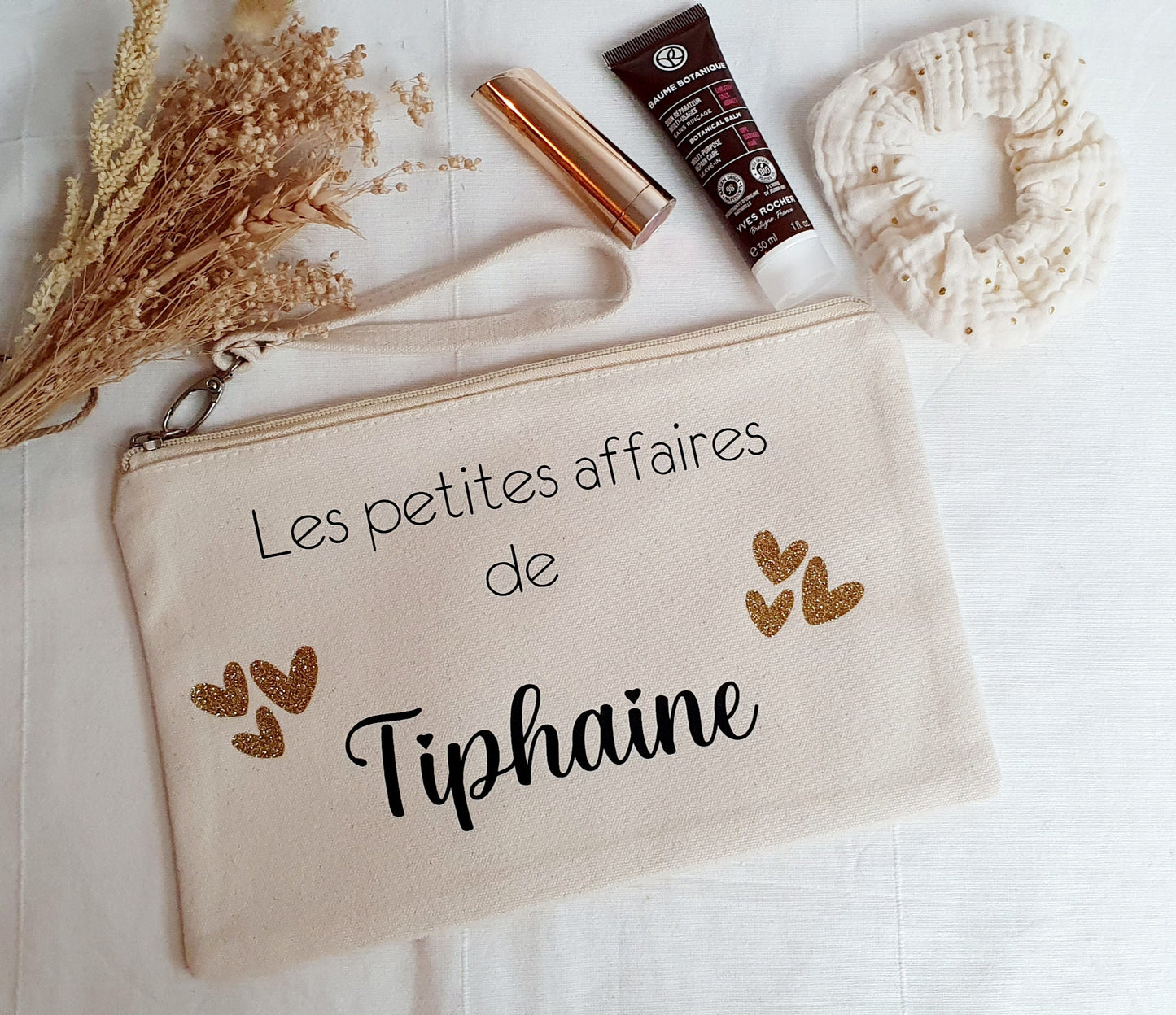 Trousse coton personnalisé / cadeau femme / trousse coton / Prénom / les petites affaires de ....