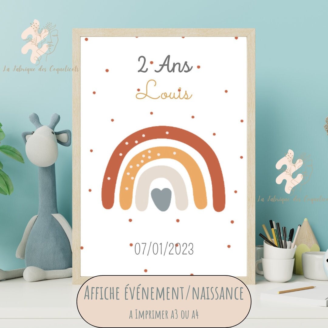 Affiche de naissance / poster de naissance / a imprimer A3 ou A4 - PDF