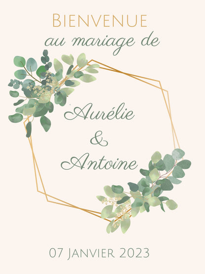Affiche de bienvenue - Mariage - baptême, anniversaire, panneau bienvenue , Evènements- A imprimer A3 ou A4 - Personnalisable PDF