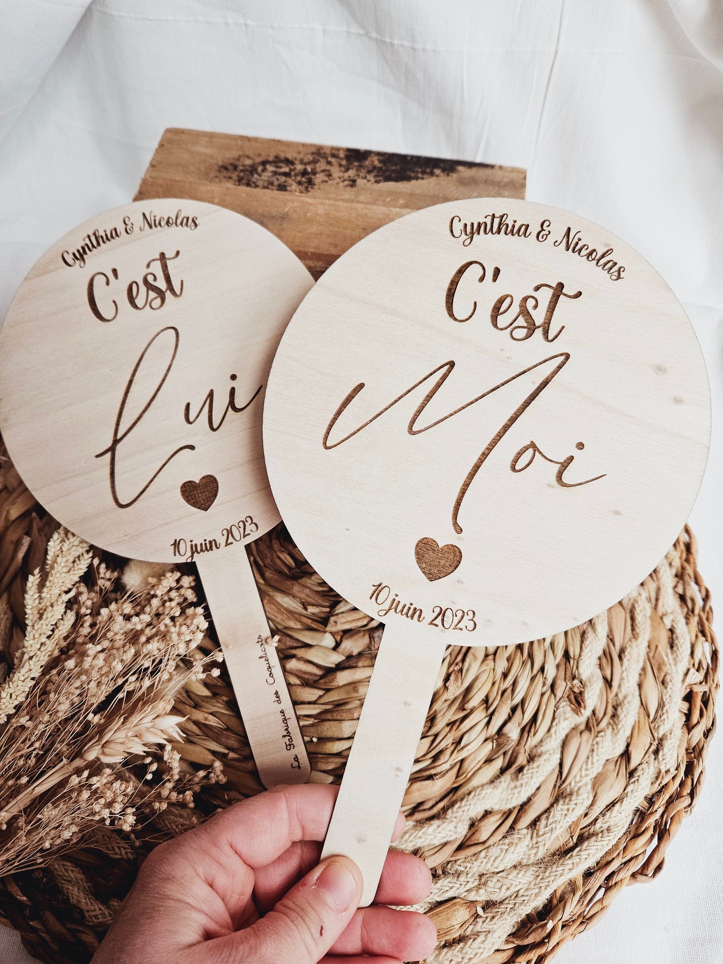 Pancarte Elle & Lui - jeu de mariage, jeu de couple - animation de mariage - jeu des mariés -  personnalisé