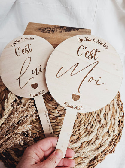 Pancarte Elle & Lui - jeu de mariage, jeu de couple - animation de mariage - jeu des mariés -  personnalisé