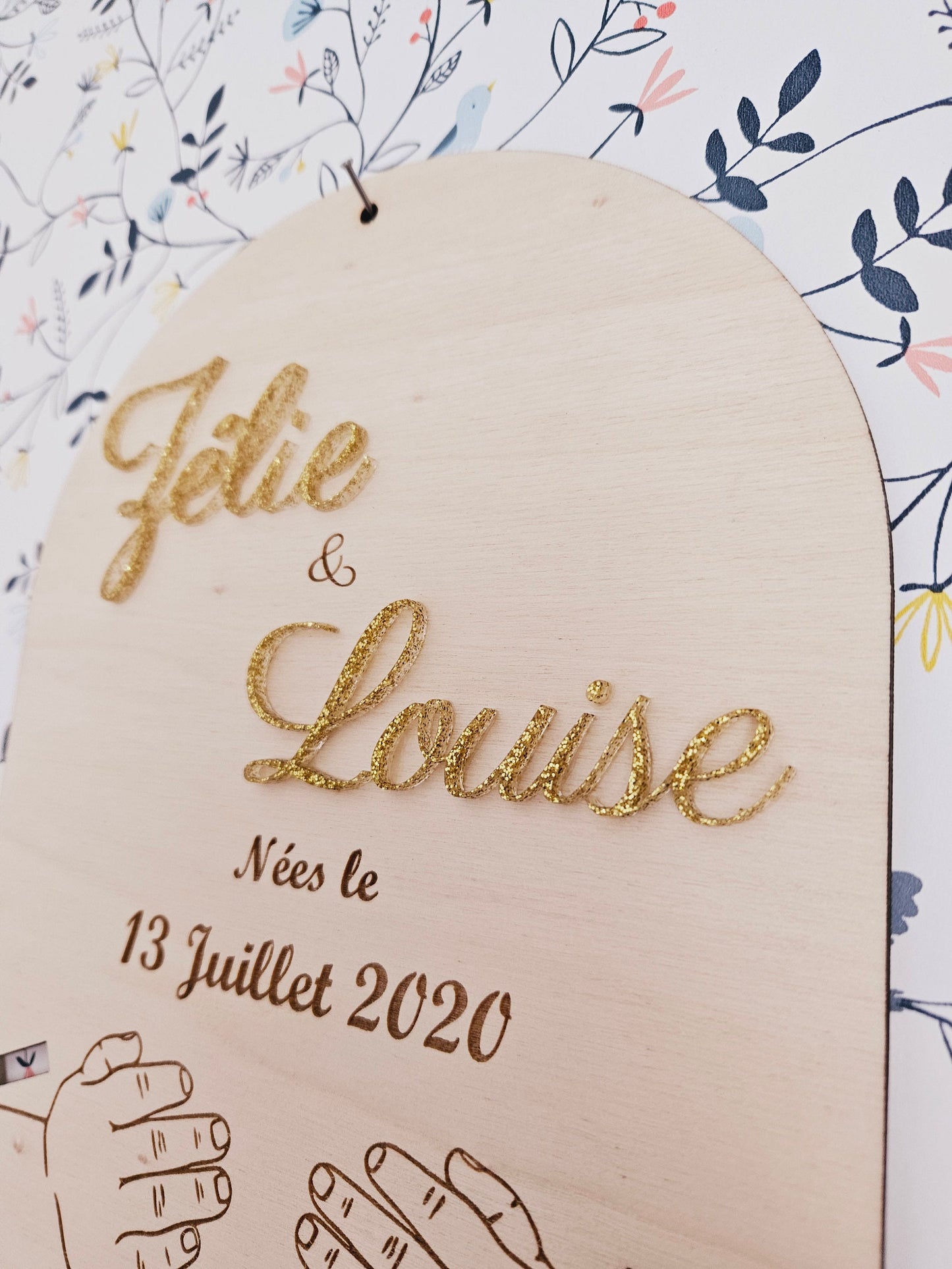 Plaque de naissance pour bracelet | cadeau de naissance | carte bienvenue bébé | naissance | plaque bois | personnalisé jumeaux jumelles