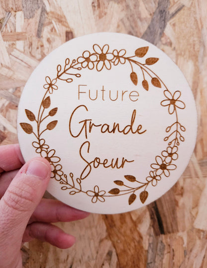 Carte en bois / annonce grossesse / annonce grande soeur / grand frère / futur parent / futur grand frere, grande soeur