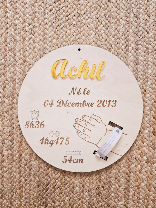 Plaque de naissance pour bracelet | cadeau de naissance | carte bienvenue bébé | naissance | plaque bois | personnalisé jumeaux jumelles