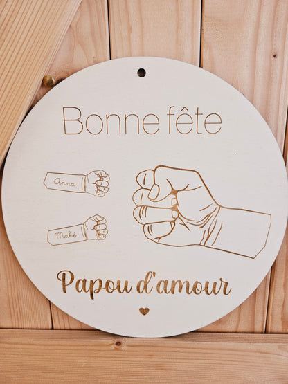 Cadre main papa papy grand père | cadeau personnalisé |