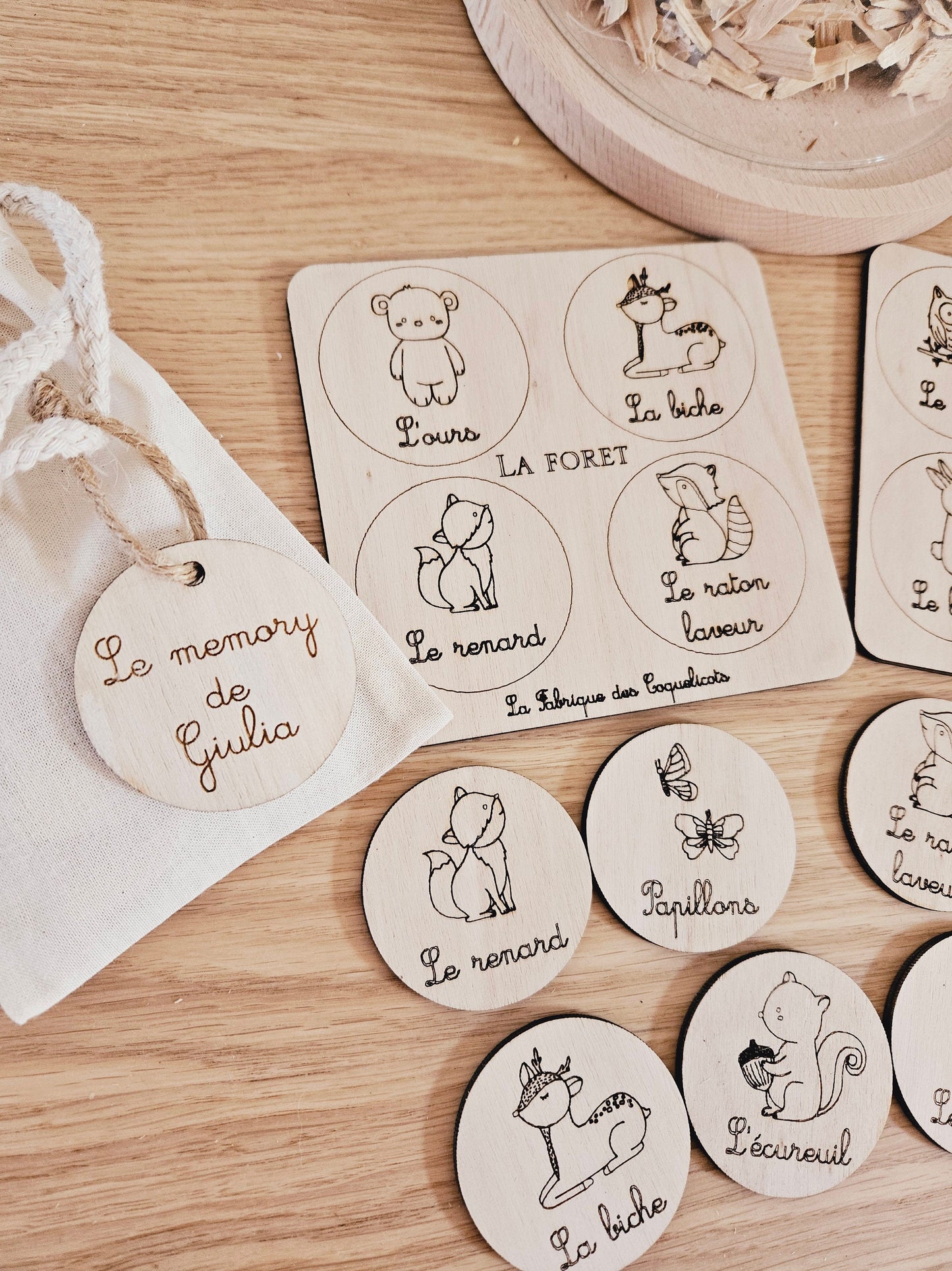Memory | jeu éducatif | jeu de mémoire | personnalisé | bois | Montessori | jouet apprentissage  enfant | petit enfant |Animaux de la Foret