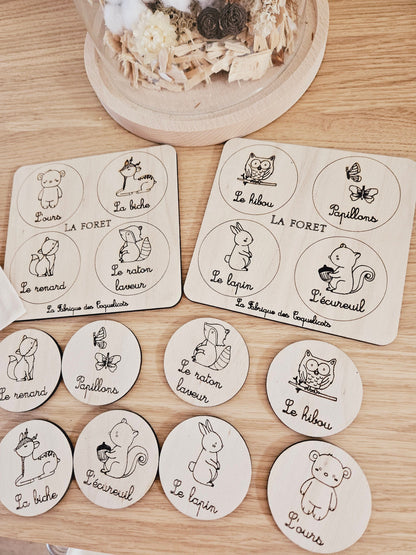 Memory | jeu éducatif | jeu de mémoire | personnalisé | bois | Montessori | jouet apprentissage  enfant | petit enfant |Animaux de la Foret