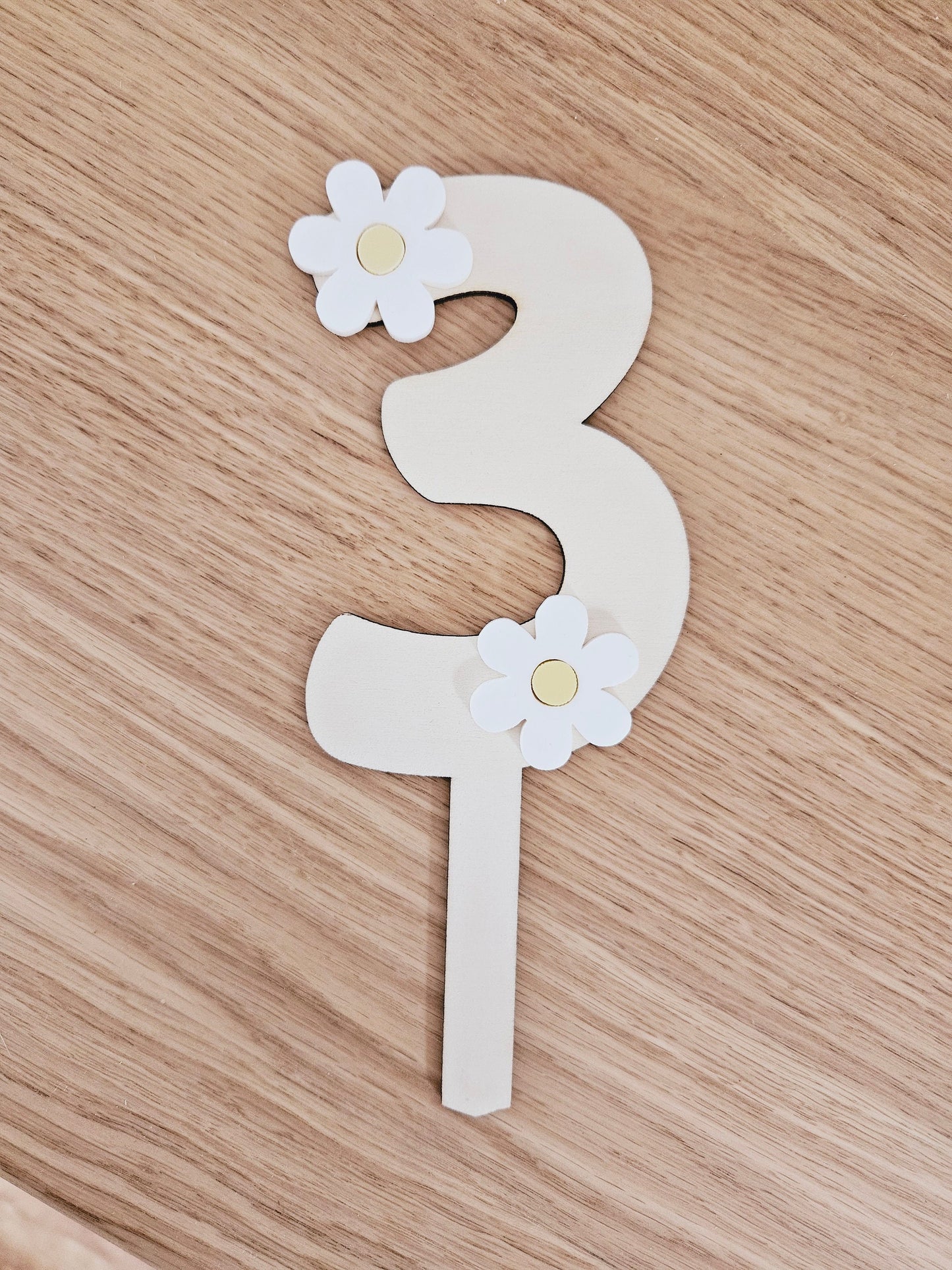 Cake topper chiffre / décoration gâteau anniversaire, baptême mariage thème fleur marguerite pâquerette