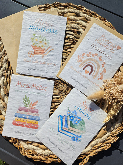 Carte à planter / carte à semer Maîtresse atsem nounou maître professeur