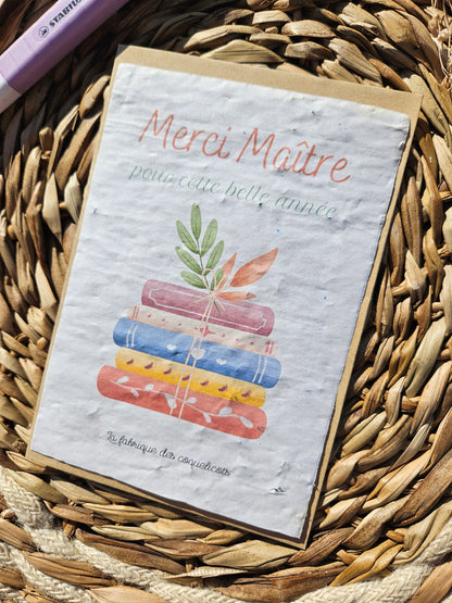 Carte à planter / carte à semer Maîtresse atsem nounou maître professeur