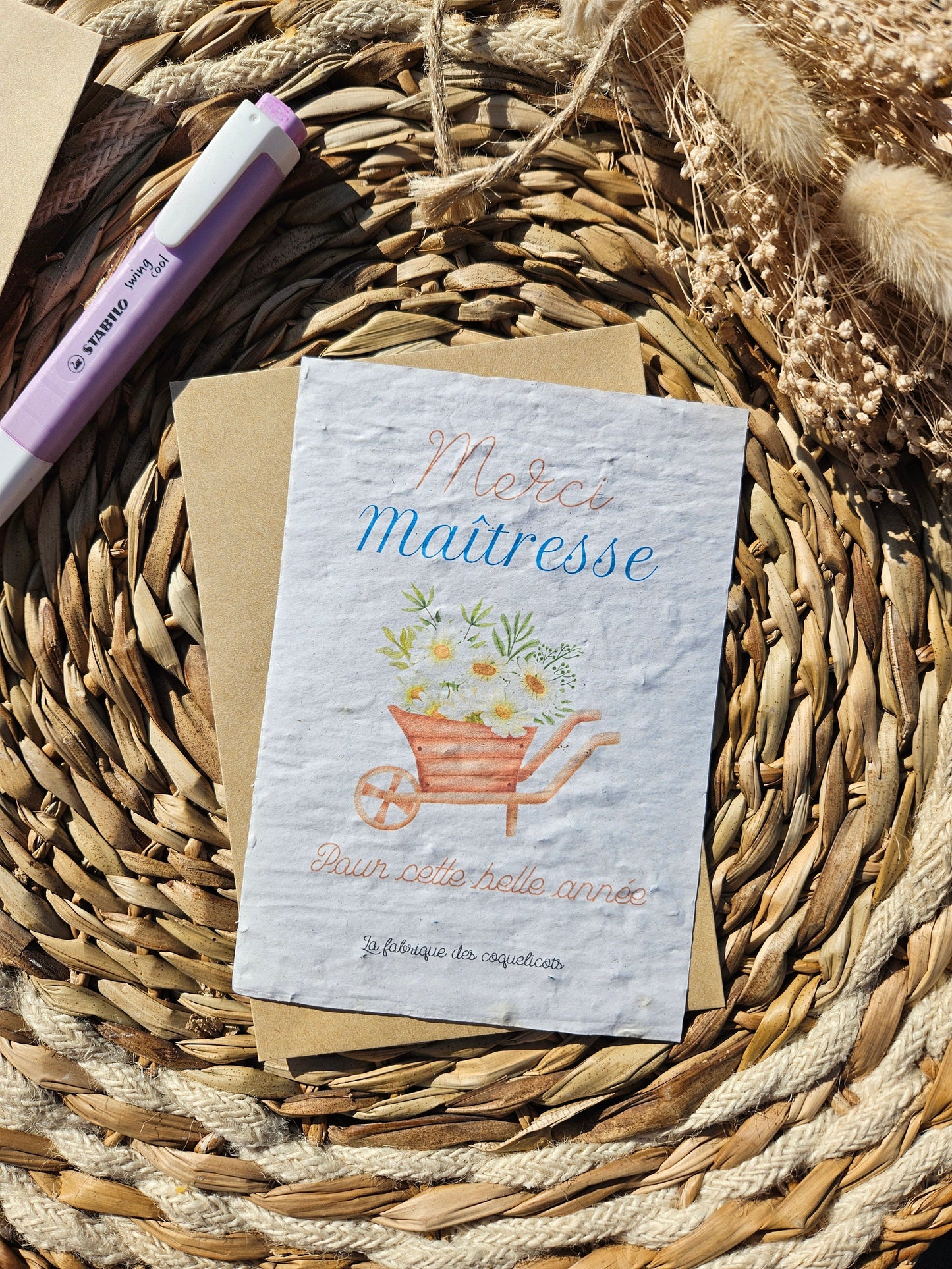 Carte à planter / carte à semer Maîtresse atsem nounou maître professeur