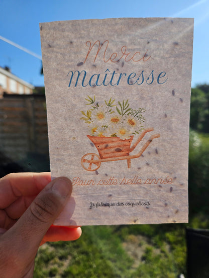 Carte à planter / carte à semer Maîtresse atsem nounou maître professeur