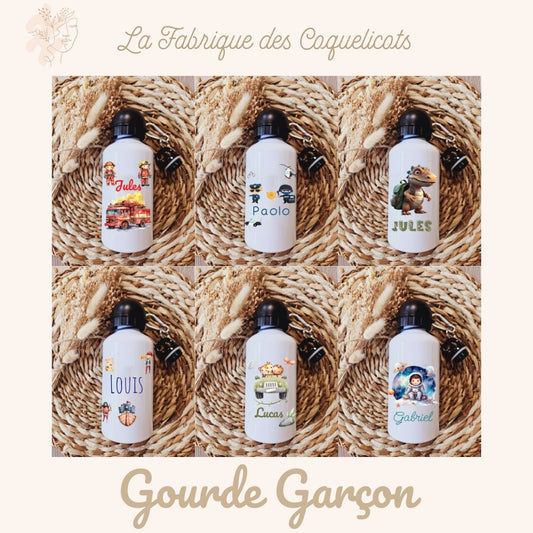 Gourde personnalisé | Gourde enfant | Rentrée des classes | cadeau personnalisé | Fille | cerf | animaux | animaux foret |