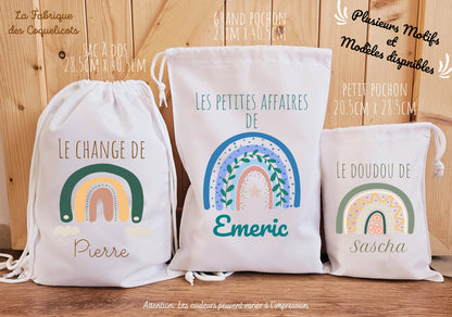 Sac à dos / à doudou / sac de change / école enfant maternelle rentrée des classes ARC EN CIEL