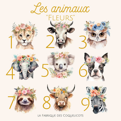 Sac à dos / à doudou / sac de change / école enfant maternelle rentrée des classes Animaux fleurs