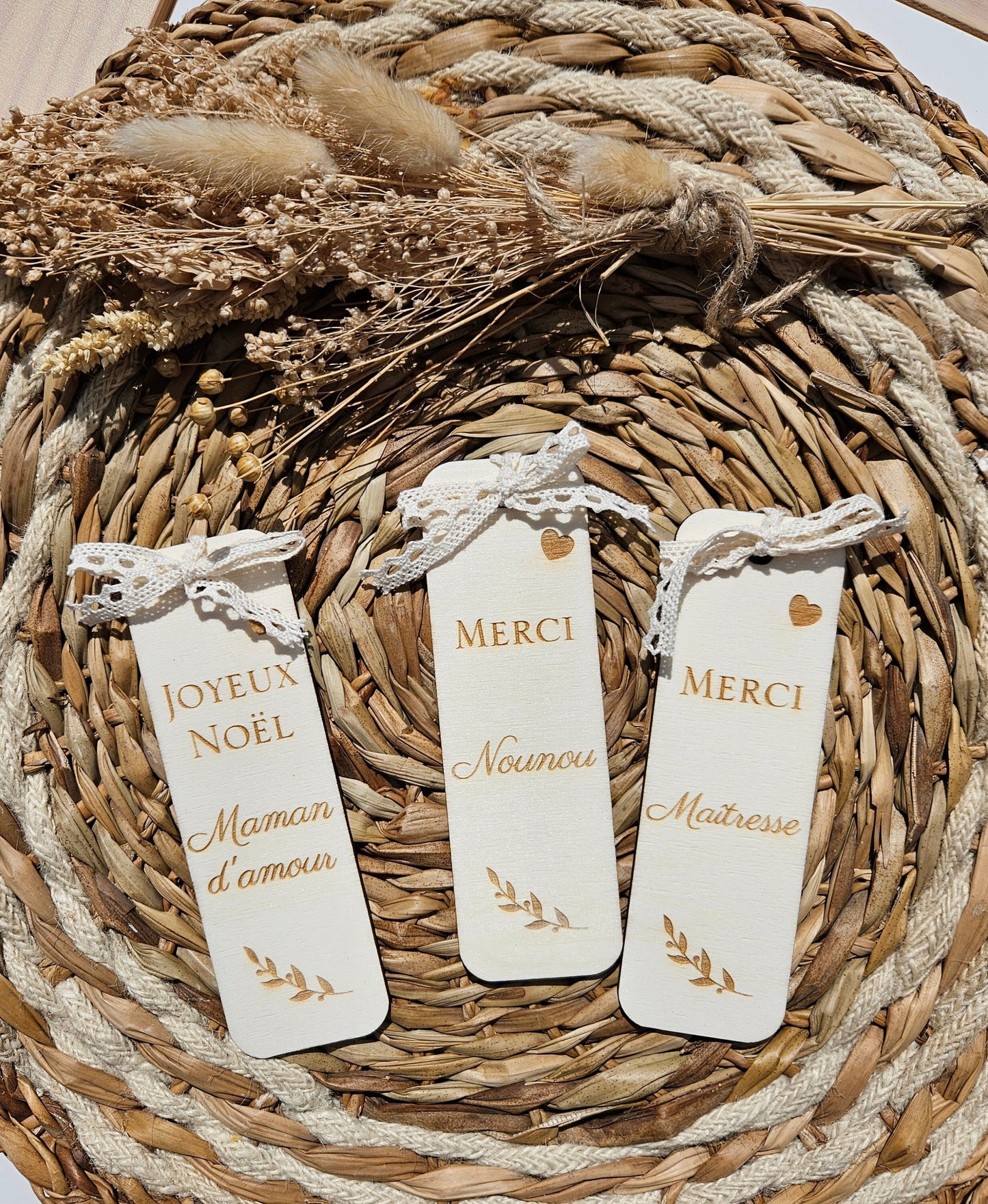 Marque page en bois personnalisé | cadeau de Noël | Nounou maman amie soeur collegue mamie