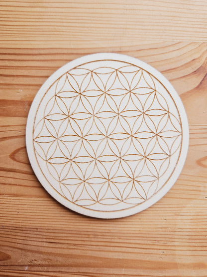 Plateau plaque fleur de vie / Recharger pierres naturelles minéraux et bijoux, Rechargement lithothérapie, Géométrie sacrée / précieuse