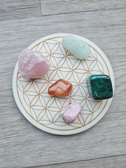 Plateau plaque fleur de vie / Recharger pierres naturelles minéraux et bijoux, Rechargement lithothérapie, Géométrie sacrée / précieuse