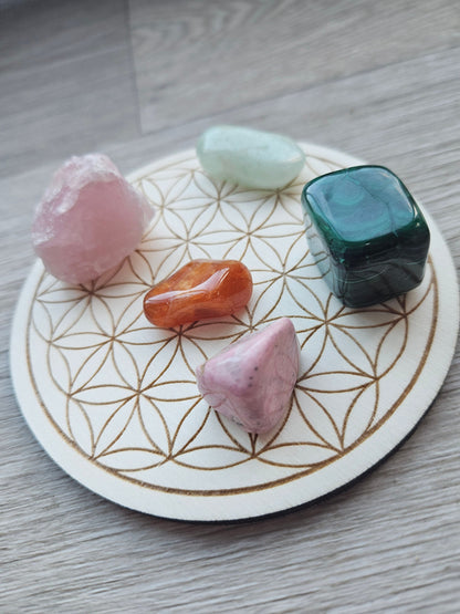 Plateau plaque fleur de vie / Recharger pierres naturelles minéraux et bijoux, Rechargement lithothérapie, Géométrie sacrée / précieuse