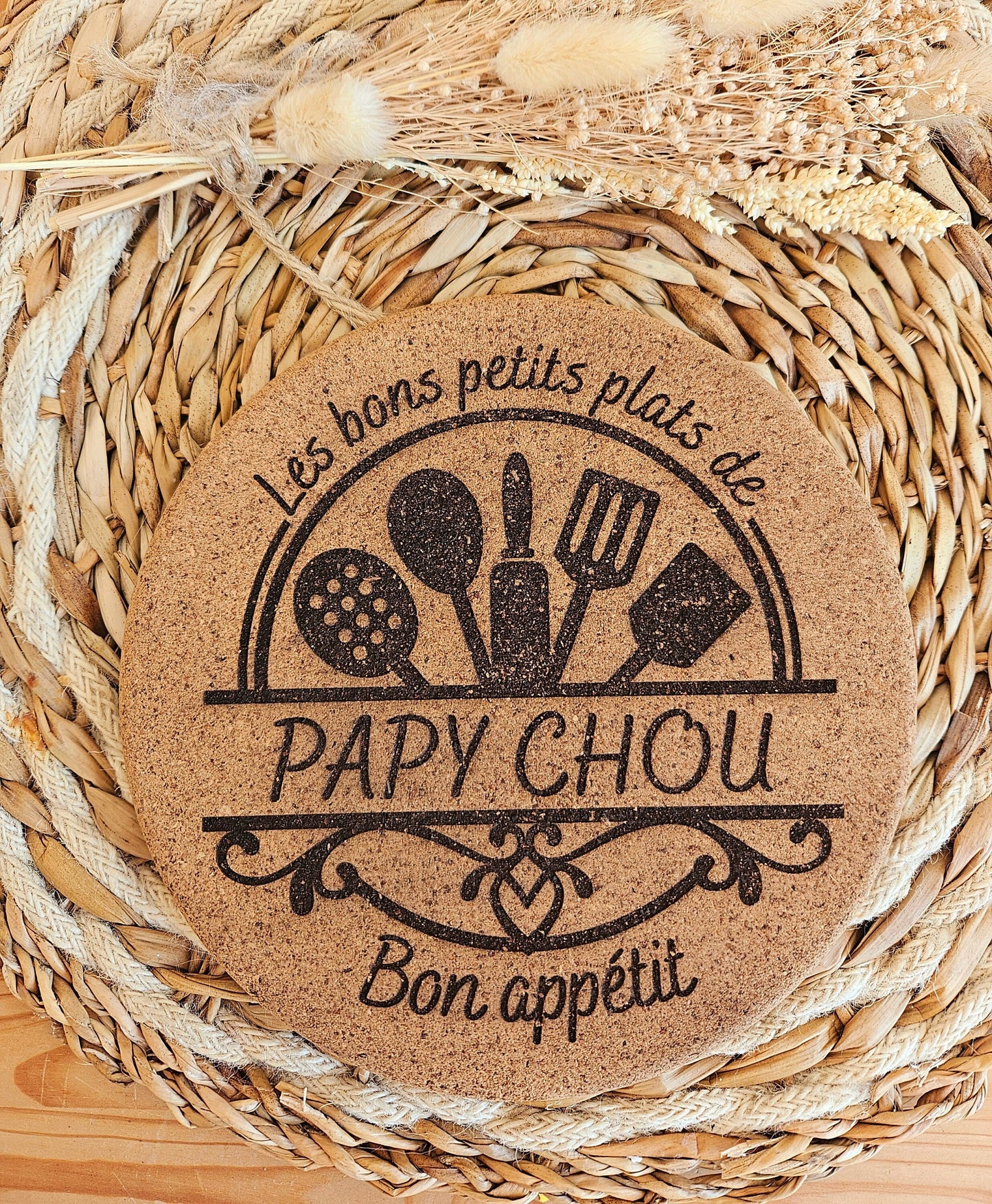 Dessous de plat en liège personnalisé