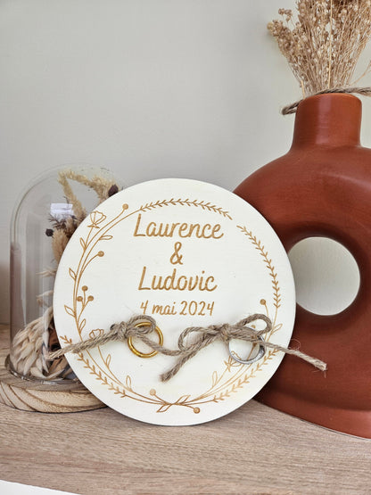Porte alliance bois / mariage  / futurs mariés cadeau personnalisé / déco mariage / pacs / union / laïque / civil / religieux / alliance