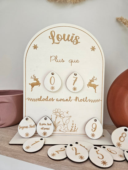 Calendrier de l'avent | Décompte de Noël | décompte dodo | enfant | noël | bois | personnalisé