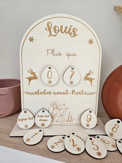 Calendrier de l'avent | Décompte de Noël | décompte dodo | enfant | noël | bois | personnalisé