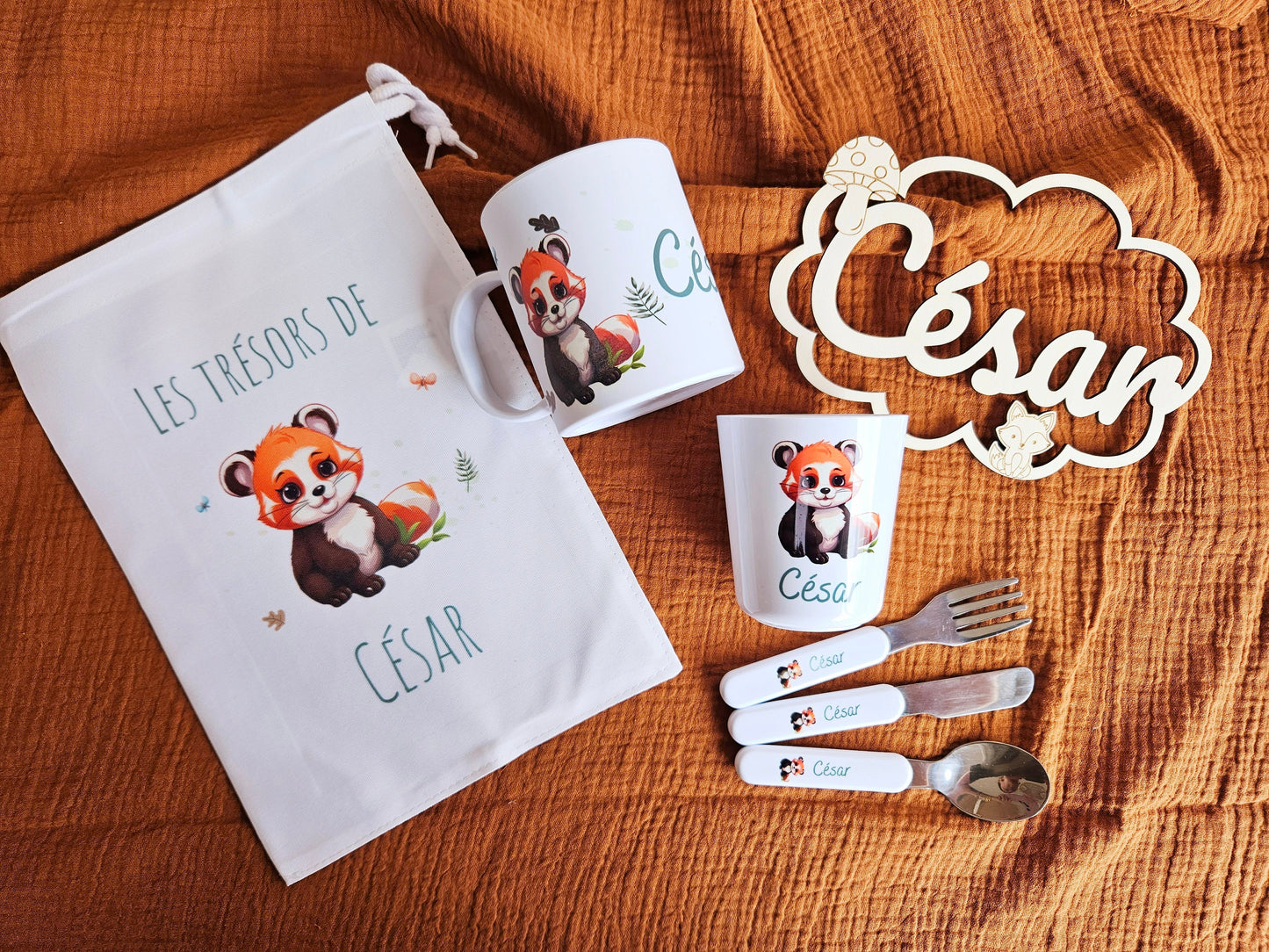 Gobelet / verre personnalisé enfant bébé / cadeau personnalisé rentrée des classes école maternelle / incassable | panda roux