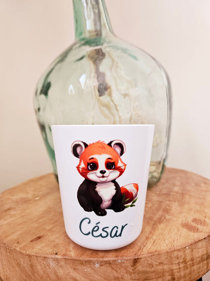 Gobelet / verre personnalisé enfant bébé / cadeau personnalisé rentrée des classes école maternelle / incassable | panda roux