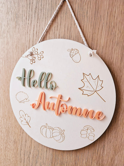 Couronne / suspension / cadre automne, hello fall / hello automne / déco personnalisé / original / citrouille / hérisson  /