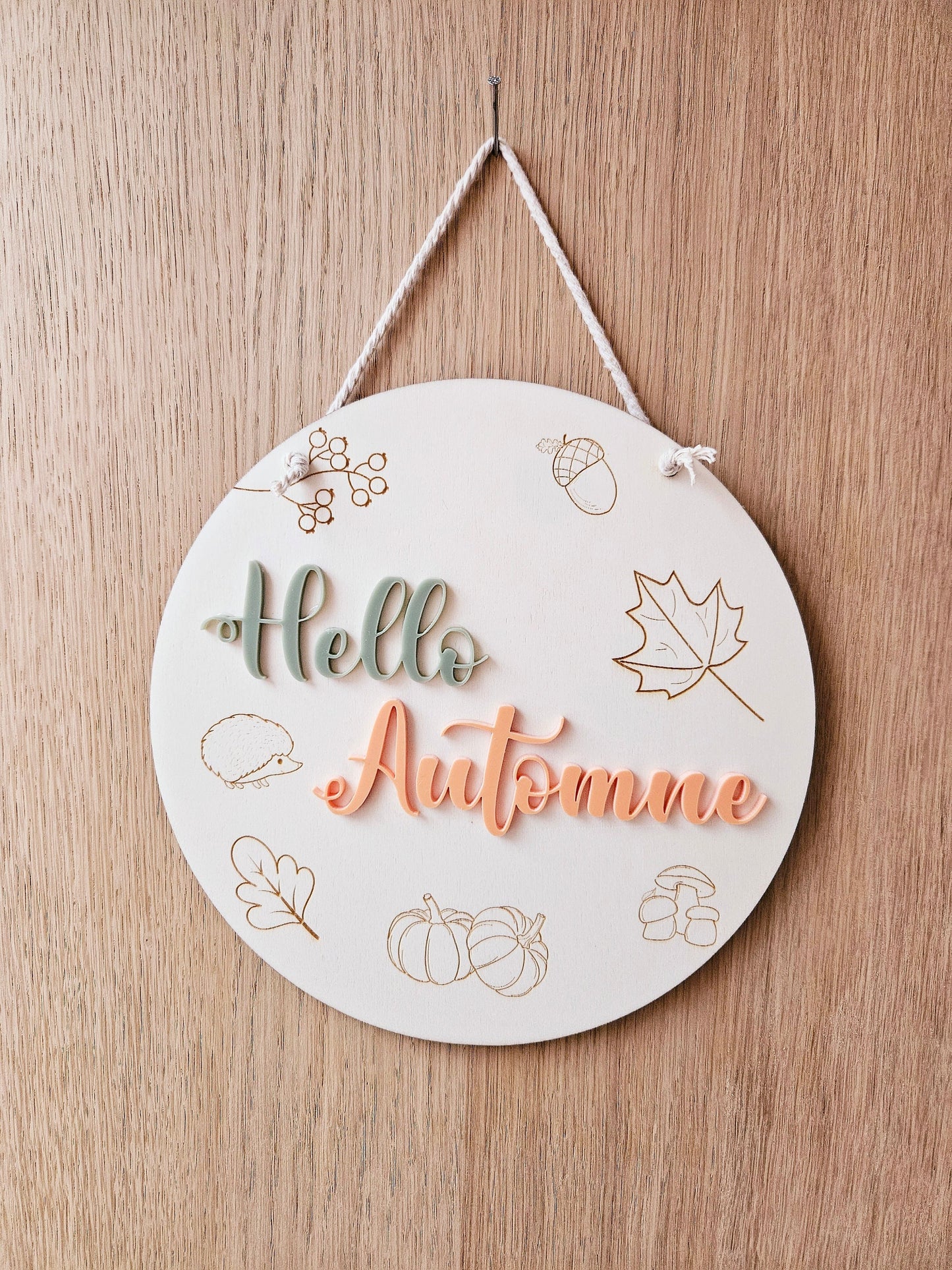 Couronne / suspension / cadre automne, hello fall / hello automne / déco personnalisé / original / citrouille / hérisson  /