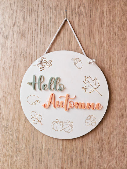 Couronne / suspension / cadre automne, hello fall / hello automne / déco personnalisé / original / citrouille / hérisson  /