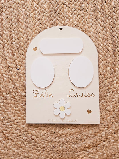 Tableau de décompte / propreté enfant bébé / activité jeux Montessori compter jouet jumeau jumelle activité enfant / personnalisé / prénom