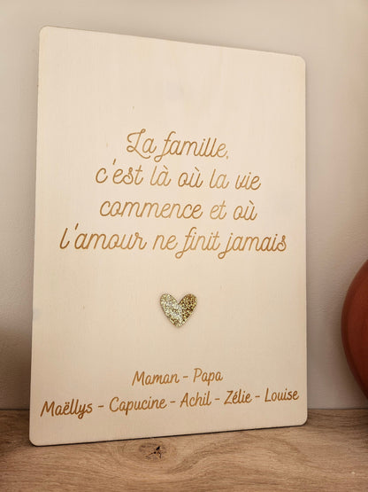 Affiche / cadre / plaque / famille amour citation décoration intérieur cadeau marié mariage st valentin couple cœur personnalisée
